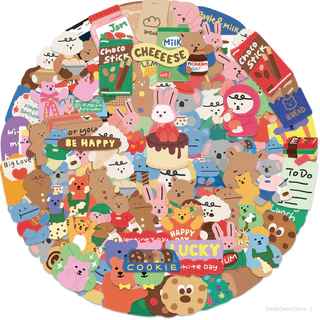 [พร้อมส่ง] สติ๊กเกอร์ รูปหมีน่ารัก ชุด 100 ชิ้น กันน้ำ สําหรับติดตกแต่ง