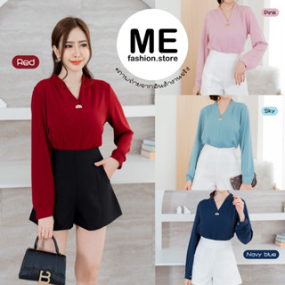 ‼️ของเข้าครบสี‼️- เสื้อทำงานแขนยาวคอวี ดีเทลติดอะไหร่ 💫🌸🌷☁️