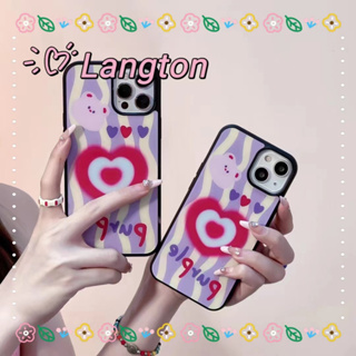 🌈Langton🌸สีม่วง รูปหัวใจ iphone 11 14 pro max สาวน่ารักหัวใจ หมีน้อย ป้องกันการหล่น case for iPhone 12 13