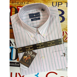 Polo Valente" เสื้อเชิ้ตแขนสั้นลายริ้วผ้า COTTON CVC เนื้อแน่นสวมใส่สบายจัดลายใหม่มาลด 70% จาก 1,690 บาทเหลือ 490 บาท