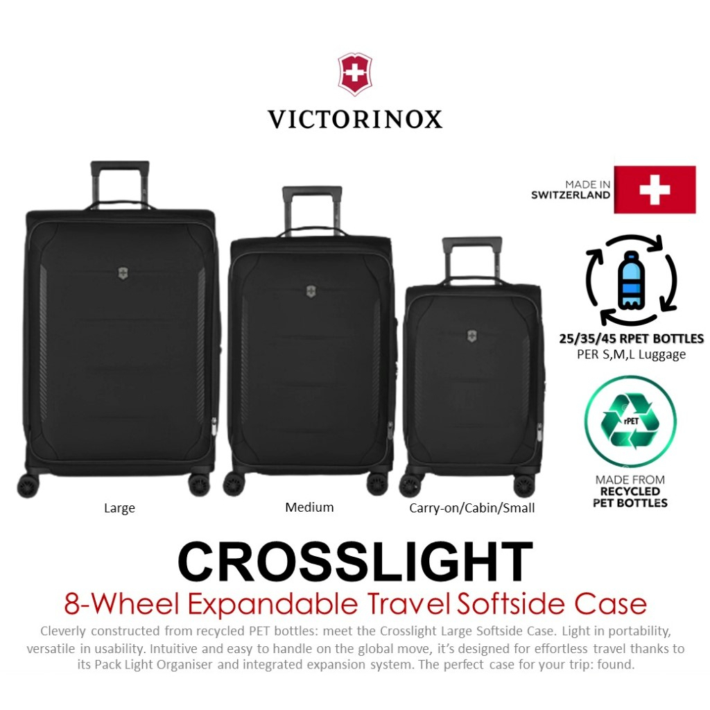 Victorinox CROSSLIGHT Large 8-Wheel Expandable Travel Softside Case กระเป๋าเดินทางแบบผ้า ทนทาน น้ำหนักเบา