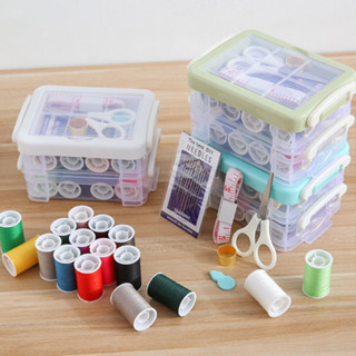 Sewing box 30 pcs ชุดกล่องเครื่องมือเย็บผ้า 2 ชั้น พร้อมอุปกรณ์ 30 ชิ้น อุปกรณ์เย็บผ้างานฝีมือ DIY กล่องเย็บปักด้วยมือ