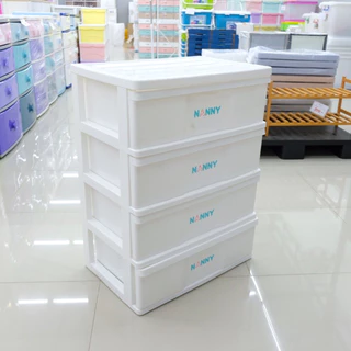 NANNY ลิ้นชักเอนกประสงค์ 4 ชั้น N2999 / ลาย Munin N2998 ใส่เสื้อผ้าเด็ก (ไม่ต้องประกอบเอง) ลิ้นชักสีขาว ชั้นเก็บของเด็ก