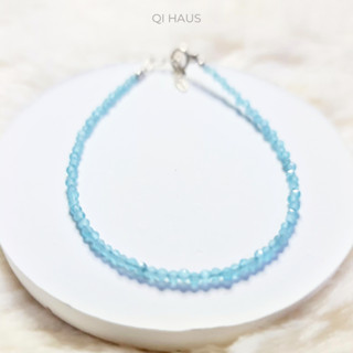 QIHAUS - กำไลข้อมือหิน บลู อะพาไทต์ Blue Apatite หินแห่งแรงบันดาลใจ Bracelets/ สร้อยข้อมือหิน/ กำไลหิน/ กำไลมินิมอล