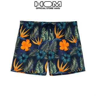 HOM (ออฮ์ม) รุ่น 402553 - P0RA กางเกงว่ายน้ำชาย Beach Boxer ผ้า Polyester แห้งเร็ว ระบายอากาศได้ดี ไม่อุ้มน้ำ