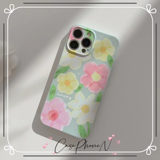 เคสไอโฟน iphone 11 14 Pro Max ดอกไม้สี สดเล็กน้อย ขอบเต็ม ป้องกันการตก เคส iphone 12 13 Pro Case for iPhone