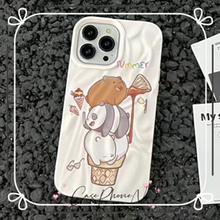 เคสไอโฟน iphone 11 14 Pro Max การ์ตูน ไอศครีม สัตว์สามตัว น่ารัก ins เคสซิลิโคนนิ่ม  iphone 12 13 Pro Case for iPhone