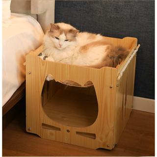 สัตว์เลี้ยงบ้านไม้เตียงแมวเตียงสุนัขทุกฤดูกาลสากลโต๊ะข้างเตียงปิดบ้าน