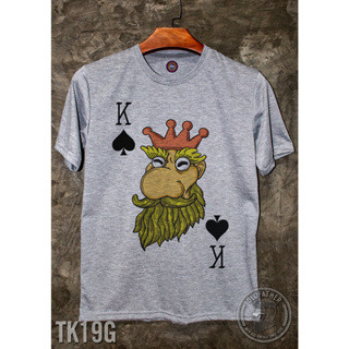 TK 19 เสื้อยืดคอกลมวินเทจ สกรีนลาย KING CARTOON  Vintage ผ้า Tk สวมใส่สบาย ไม่หด ไม่ยืด ไม่ย้วย