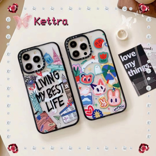 💜Kettra💜ก้อนเมฆ กระต่าย ใบหน้าที่ยิ้ม โปร่งแสง 11 14 pro max ขอบเต็ม ป้องกันการหล่น case for iPhone 12 13