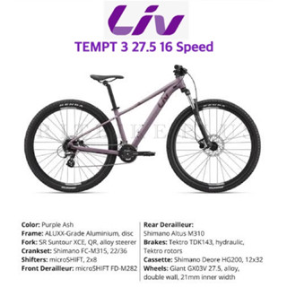 **ผ่อนได้**จักรยานเสือภูเขา Liv Tempt 3 ล้อ 27.5 เฟรมอลู ชุดเกียร์ 16 speed