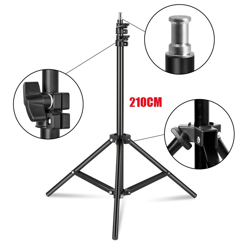 1/4 ขาตั้งไฟ Led stand ขาตั้งสำหรับไฟสตูดิโอ ชุดขาตั้งกล้องเซลฟี่ 210cm Tripod ขาตั้ง 2.1เมตร ไฟสตูดิโอ ไฟLed ขาตั้งไฟ