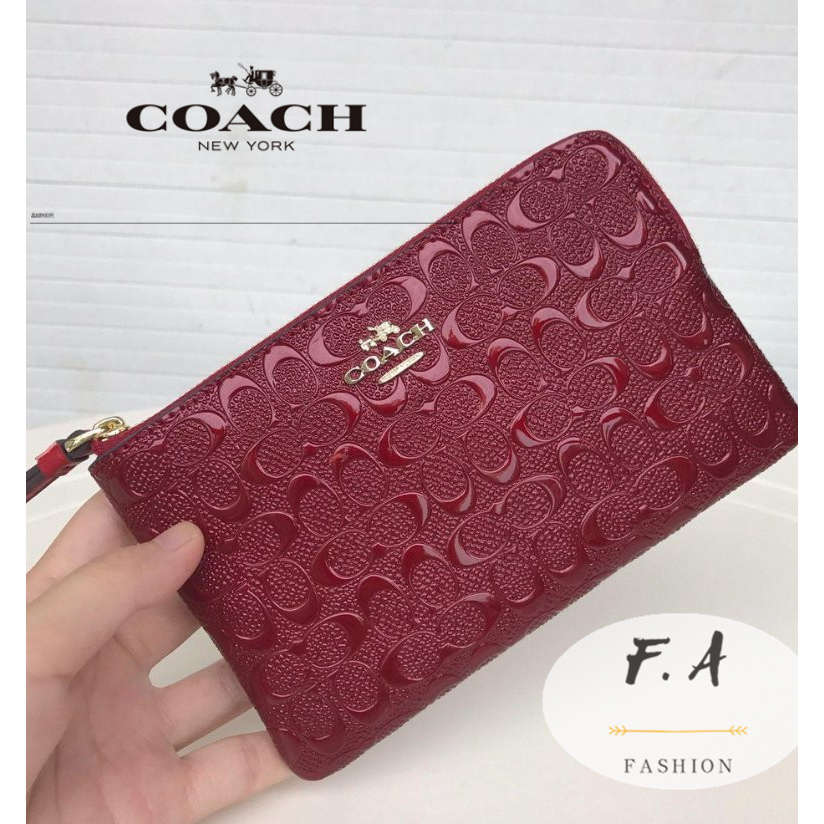 F.A ว่าแท้100% coach  แท้  กระเป๋าสตางค์สุภาพสตรี ซิปใส่เหรียญ กระเป๋าใส่โทรศัพท์ข้อมือ iPhone 7 สามารถติดตั 58034