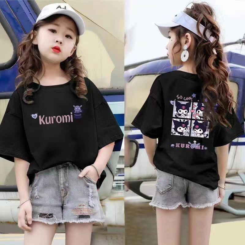 ซื้อ 【จัดส่งจากประเทศไทย】🌼พร้อมส่ง🌼คุโรมิ เสื้อยืดคอกลมเด็กหญิงเสื้อยืดคอกลมแขนสั้นฤดูร้อนหลวมเด็กผู้ชายขนาดกลาง4 5 6 7  8 9 10 11 12ขวบ และเด็กหญิงเสื้อยืดคอกลม