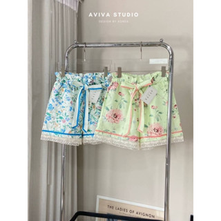 Aviva studio 💚🩵 กางเกงขาสั้นผ้าเทพลายดอก