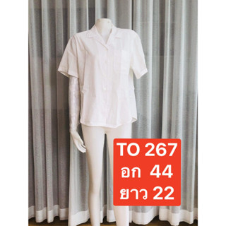 TO267 เสื้อทำงานคอเชิ้ตแขนสั้นกระดุ้มหน้า ผู้หญิงแขนสั้น เสื้อชุดทำงานแฟชั่นหลวมสีขาวเสื้อลำลองผู้หญิง สาวอ้วนสาวอวบอวบ+