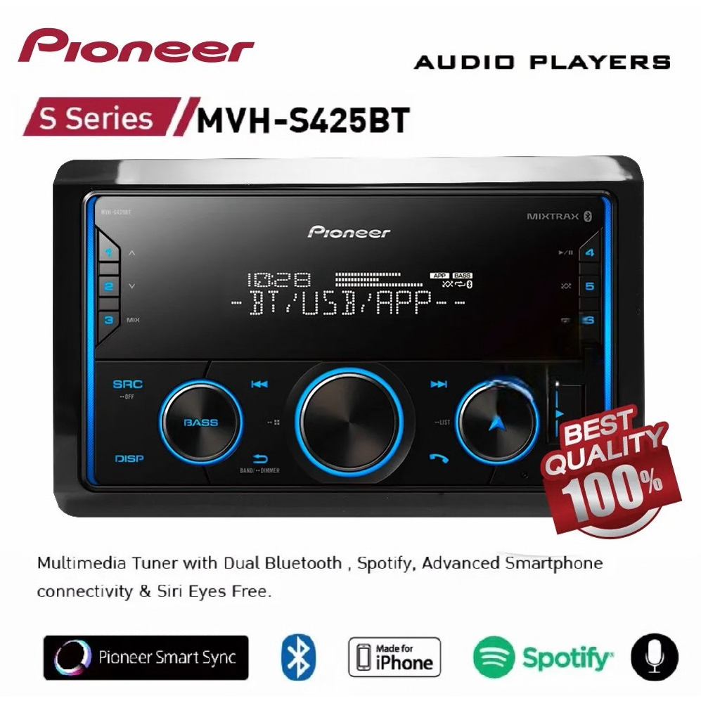 PIONEER MVH-S425BT วิทยุติดรถยนต์ เครื่องเสียงรถยนต์ ไซส์ขนาด2DIN มีBluetooth รุ่นใหม่2020