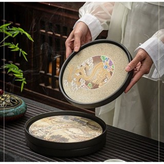 Chinese style ceramic water-absorbing tea tray pot bearing dry tea tray home tray tea set round tea tray