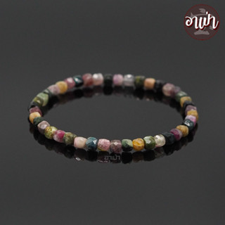 หินทัวร์มาลีน ทรงลูกบาศก์ Tourmaline ขนาด 4 มิล คัดหิน ช่วยนำพำความเจริญรุ่งเรือง กำไลหินสี กำไลหินนำโชค หินมงคล