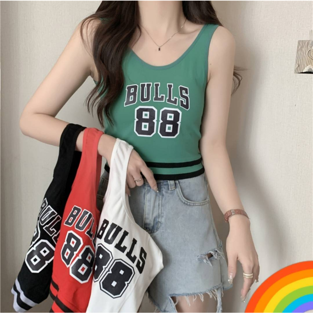 Fairy style เสื้อกล้ามครอป คอมกลม ผ้าถัก พิมพ์ลายตัวอักษร แฟชั่น สไตล์เกาหลี #ST640