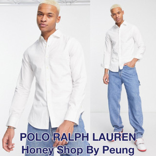 [ของแท้ พร้อมส่งในไทย] Polo Ralph Lauren Garment Dyed Twill Shirt Col : White (Men Size, Slim Fit เสื้อเชิ้ตสีขาวล้วน แน