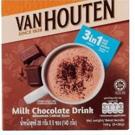 💥SALE💥Van Houten Milk Chocolate Drink แวน ฮูเต็น มิลค์ ช็อกโกแลต ดริ้งค์ เครื่องดื่มช็อกโกแลตสำเร็จรูป 140 กรัม