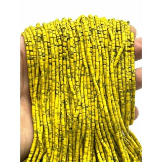 หินโอปอลสีเหลือง 1 เส้น 3 มม. อะไหล่ร้อยเครื่องประดับ อะไหล่ร้อยสร้อย Yellow Opal Tiny Seed Tube Beads Jewelry Supply