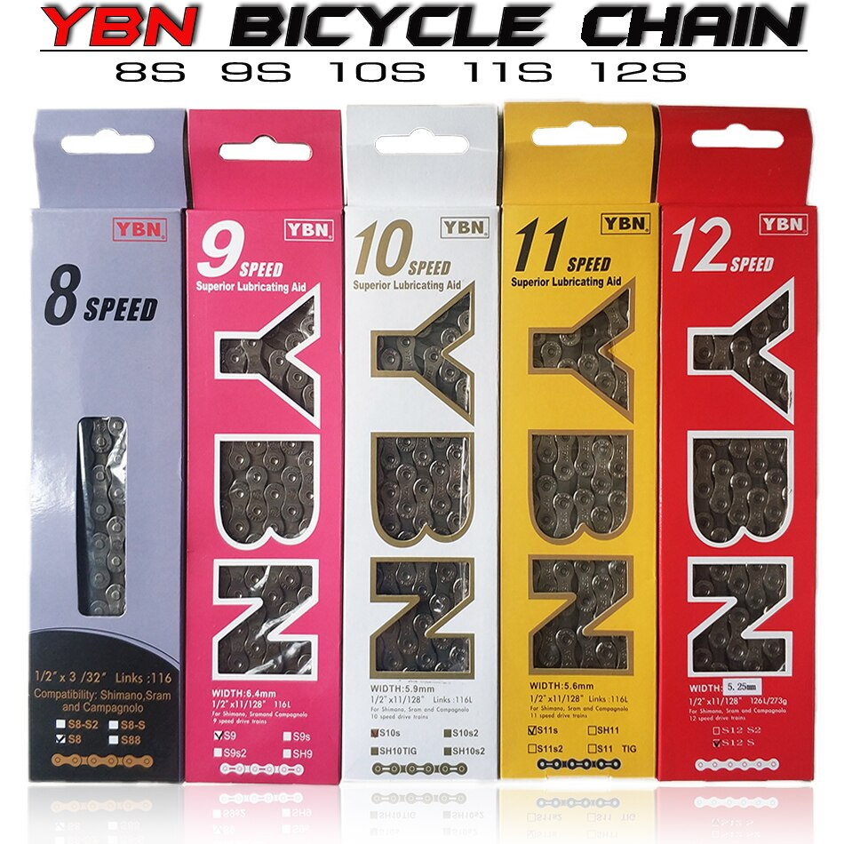โซ่จักรยาน YBN 8-12 Speed พร้อมข้อต่อปลดเร็ว งานคุณภาพใต้หวัน เหมาะสำหรับ SHIMANO SRAM