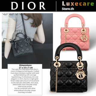 ดิออร์👜Dior LADY DIOR MINI Women/Shoulder Bag สุภาพสตรี/กระเป๋าสะพายไหล่/กระเป๋าร่อซู้ล/กระเป๋าถือ