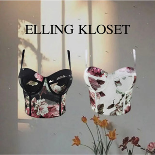 Atipashop - ELLING KLOSET เสื้อสายเดี่ยว บรา สายเดี่ยว ลายดอกไม้