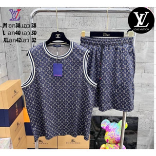 ชุดเซท Louis Vuitton 💙 เสื้อแขนกุด + กางเกงขาสั้น 🩳 Hiend 1:1 cotton 💯