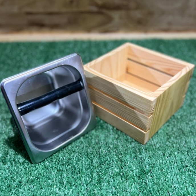 coffee knock box กล่องไม้ใส่ถังเคาะกากกาแฟ ใส่ที่เคาะกากกาแฟ (สีไม้) สูง10ซม. DIY. DS01-10 เคลือบแลคเกอร์ ส่งจากกทม.
