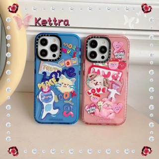 💜Kettra💜เคสใส ลูกสุนัข ลูกแมว การ์ตูน สีฟ้า สีชมพู รุ่นคู่ 11 14 pro max ขอบเต็ม ป้องกันการหล่น case for iPhone 12 13