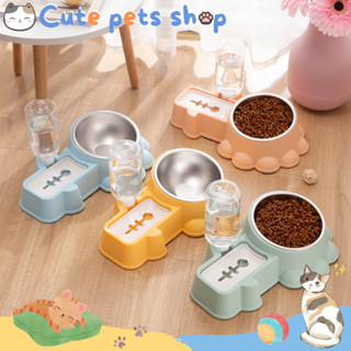 ชามแมว ชามอาหารสัตว์ ชามอาหารสุนัข ชามอาหารแมว จานข้าวแมว cat food bowl ถ้วยอาหารแมว ชามคู่ วัสดุPP ราคาถูกๆ ชามสแตนเลส