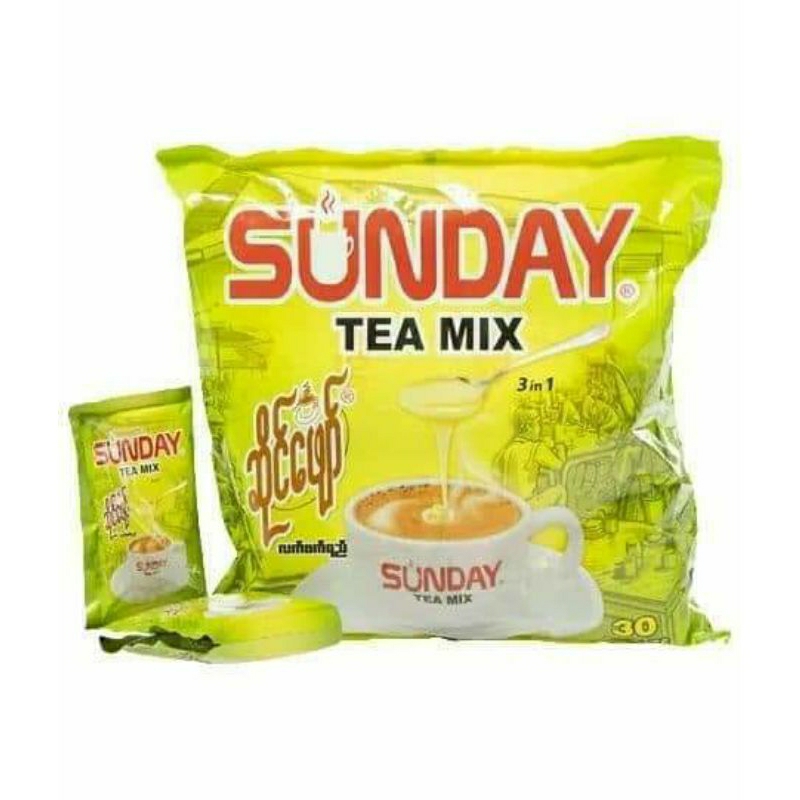 ชาพม่า ชานมพม่า Sunday tea mix 3in1( 1 ห่อใหญ่มี 30 ซองเล็ก)