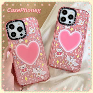 🍑CasePhoneg🍑รูปหัวใจ หมีเทวดา สีชมพู 11 14 pro max ป้องกันการหล่น ขอบเต็ม สาวน่ารักหัวใจ case for iPhone 12 13