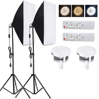 Studio Photography Light kit Softbox Lighting Set with Bi-Color Temperature LED Light Softbox Light Stand Remote Control