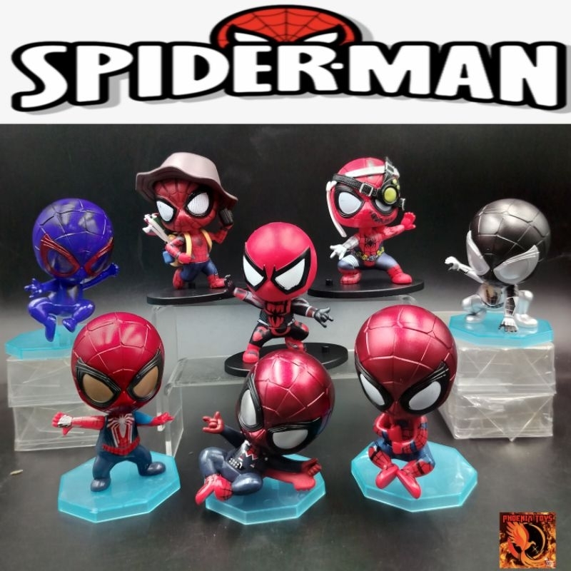 โมเดล สไปเดอร์แมน Spiderman Multiverse ขนาด 10 Cm. ไม่มีกล่อง หลากหลายเวอร์ชั่น ฐานฟ้าหัวดุ๊กดิ๊กได้ งานดี พร้อมส่ง