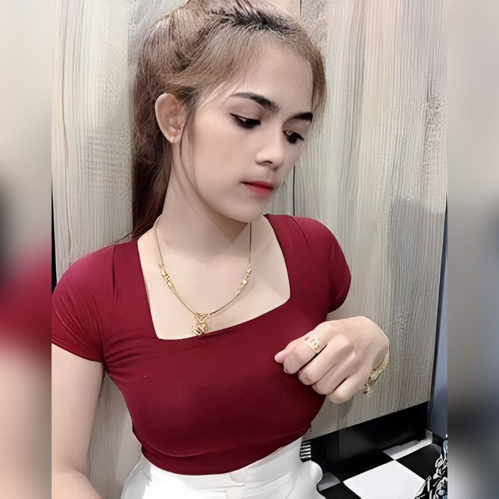 🌈MesubShop🌈 เสื้อยืด คอเหลี่ยม เสื้อนมโต แขนสั้นครอปลุคไฮ-โซ ‼️ผ้า2ชั้น‼️  🥰ขายดีอันดับ1🌈 เหลี่ยมสั้น 287 M203A - รูปที่ 2