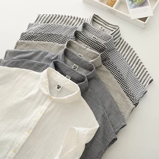 [พร้อมส่ง] เสื้อคอบัว แขนล้ำ S M L เสื้อสไตล์ญี่ปุ่น มินิมอล มูจิ ผ้าสาลู 2 ชั้น Herbie style