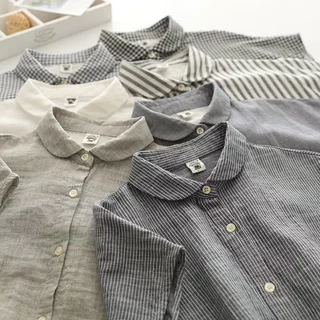 [พร้อมส่ง] เสื้อคอบัว แขนล้ำ S M L เสื้อสไตล์ญี่ปุ่น มินิมอล มูจิ ผ้าสาลู 2 ชั้น Herbie style