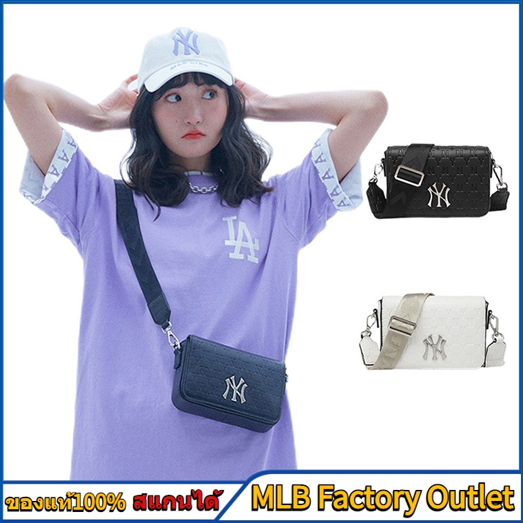 New ของแท้ 💯% MLB  กระเป๋าสะพายสตรี  NY Messenger Bag รู้สึกดีมากหนังกระเป๋าสี่เหลี่ยมเล็ก