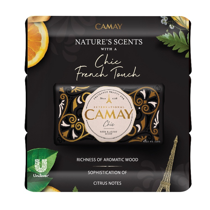 แพ็ค 3 ก้อน CAMAY คาเม่ สบู่หอม 125กรัม (สีดำChic) กลิ่นน้ำหอมติดทนนาน กลิ่นน้ำหอมติดทนนาน