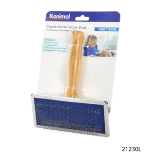 [21230] Kanimal Pet Slicker Brush แปรงสลิคเกอร์ หวีสางขนด้ามไม้ (ไร้หมุด) สำหรับสุนัขและแมว Size S / M / L