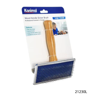 [21230] Kanimal Pet Slicker Brush แปรงสลิคเกอร์ หวีสางขนด้ามไม้ (ไร้หมุด) สำหรับสุนัขและแมว Size S / M / L