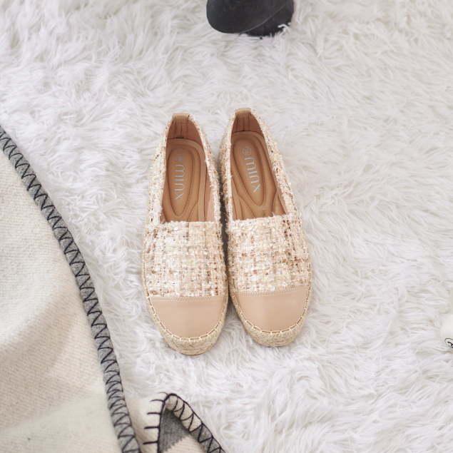 MINX รุ่น Chloe tweed extra soft รองเท้าพื้นสาน พื้นนุ่ม ลายผ้าลิมิเตด minxshoes