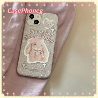 🍑CasePhoneg🍑จัดส่งภายใน24ชม ขอบเต็ม การ์ตูน กระต่าย 11 14 pro max สาวน่ารักหัวใจ เรียบง่าย หวานสวย case for iPhone 12 13