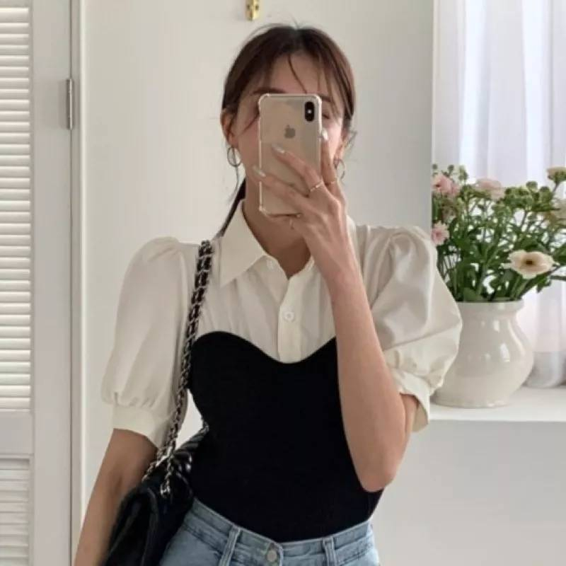 diary(70141)เสื้อไหมพรมแต่งคอปกชีฟอง ลุคคุณหนู น่ารักมาก รูปที่ 6