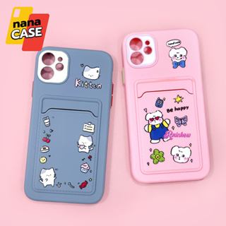 เคสมือถือนิ่ม TPU กันกล้องสีด้านหลังมีช่องใส่การ์ด พิมพ์ลายการ์ตูน i11