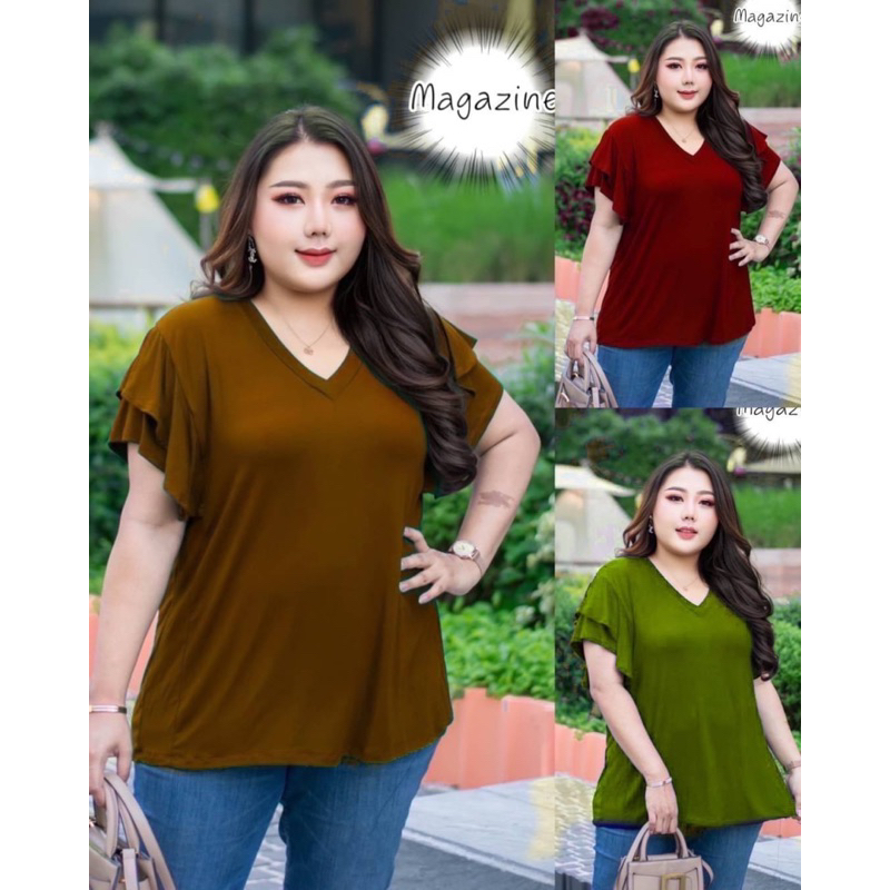 M85 เสื้อสาวอวบ อ้วน Bigsize Plussize XXL  เสื้อยืด ผ้าเรย่อน